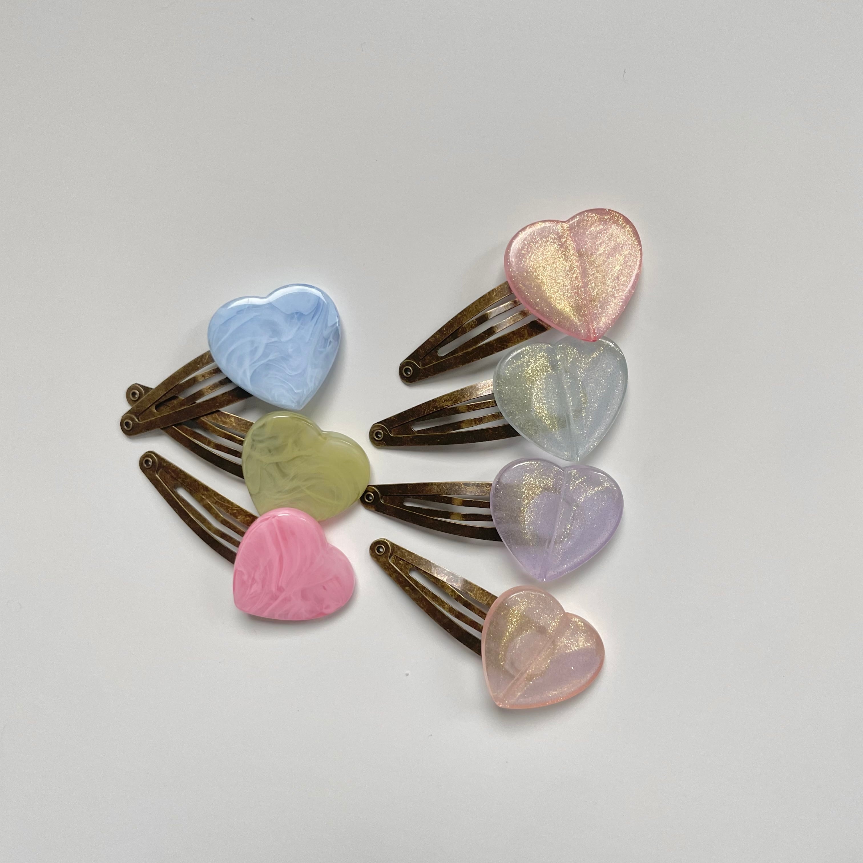 【290】リバティプリント　ハンドメイド　パッチンピン　ヘアピン　ハート　2個 オリジナル 】 Heart pin / ハートパッチンピン | - baby riri -