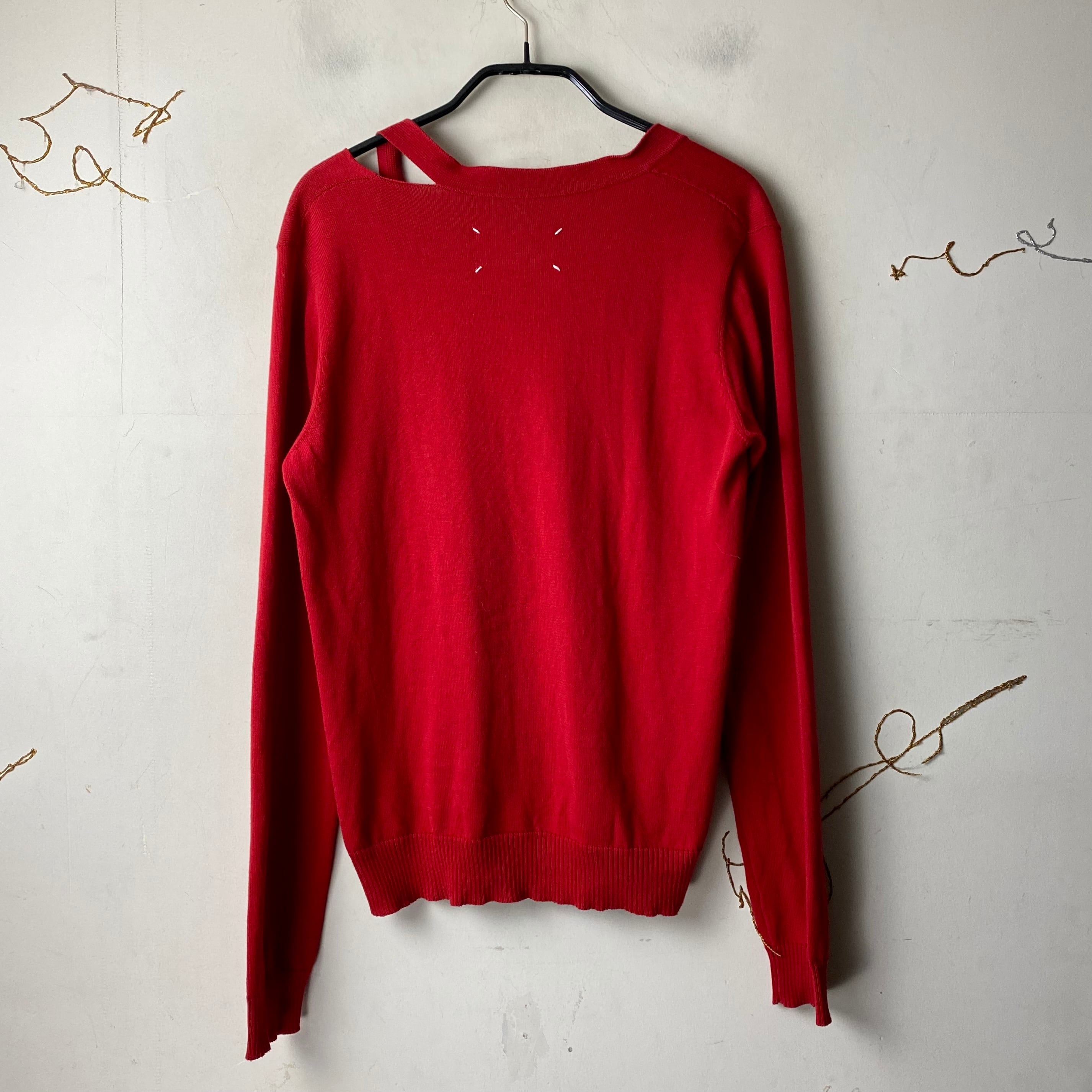 MAISON MARTIN MARGIELA neck cutting design V-neck sweater | NOIR