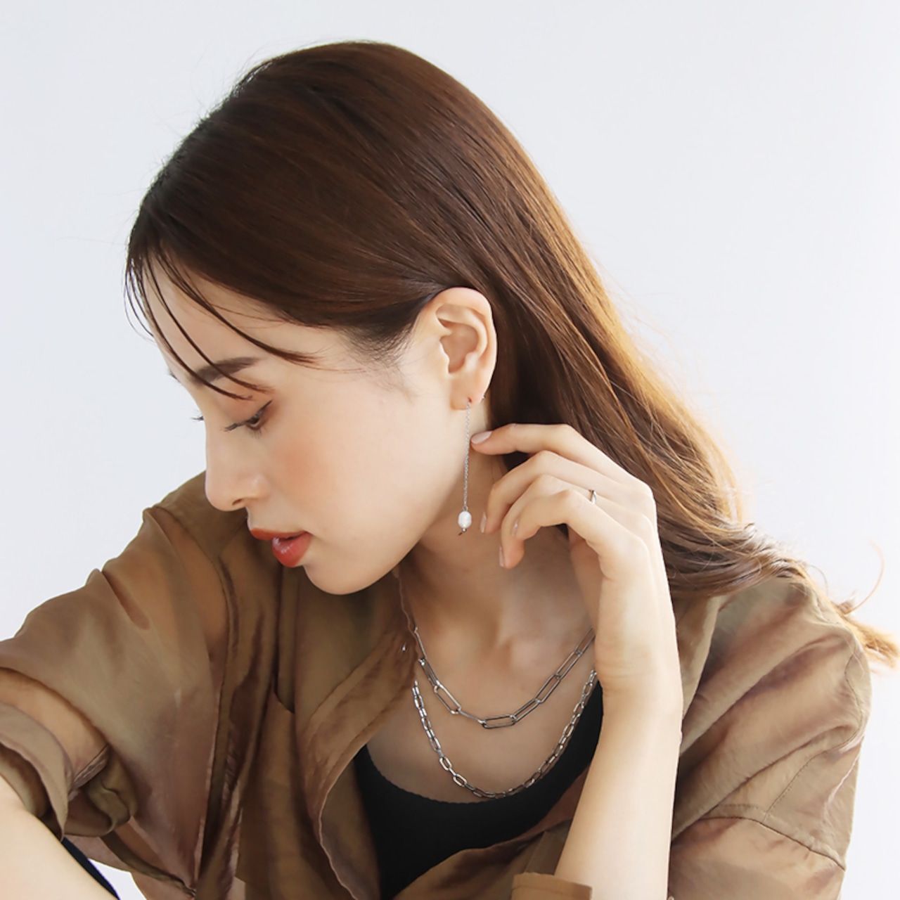 【ネコポス便送料無料】ピアス 淡水パールロングピアス 揺れる 金属アレルギー サージカルステンレス パール 金アレ対応  2183
