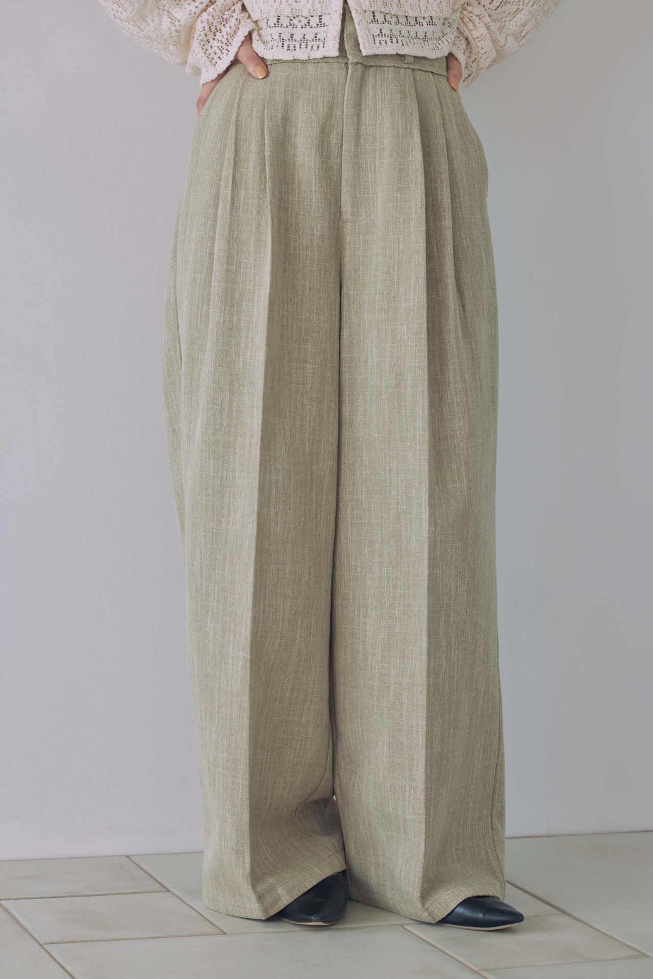 DU260515 Cut Off Tuck pants 【set up可】【T sizeあり】