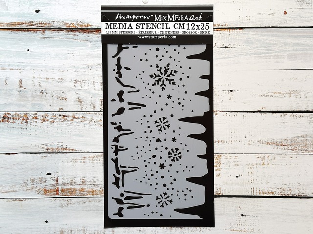 Stamperia Thick stencil 12X25cm - Create Happiness Dewdrops snowflakes and ice　ステンシル　KSTDL109【Stamperia（スタンぺリア）】[ST-45h]