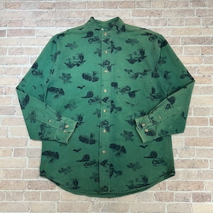 1980s EDDIE BAUER 総柄 CHAMOIS SHIRT GREEN