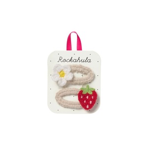 H2508R:Crochet Daisy and Strawberry Clips-RED