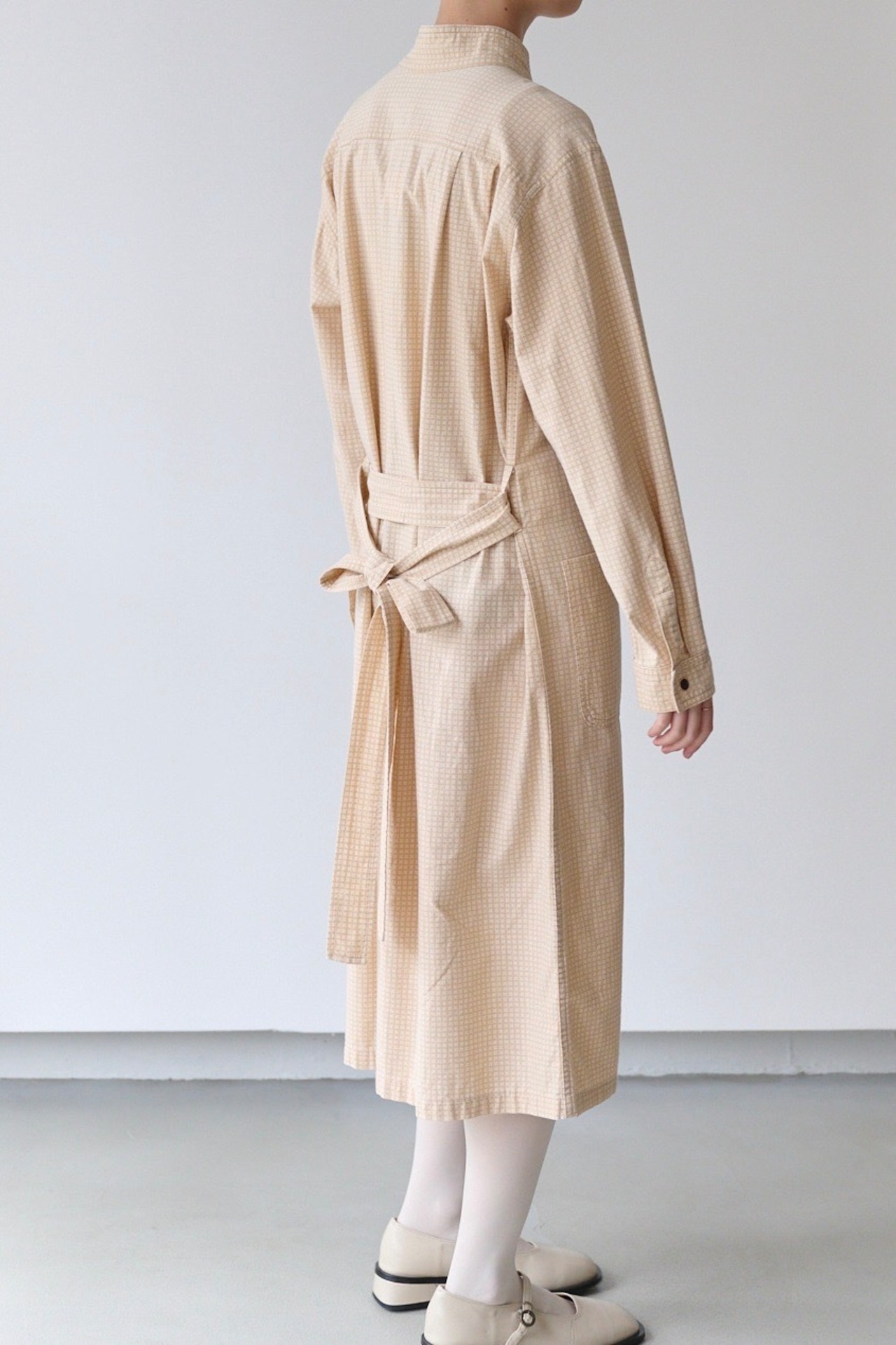 Vuokko geometric mini check belted shirt dress