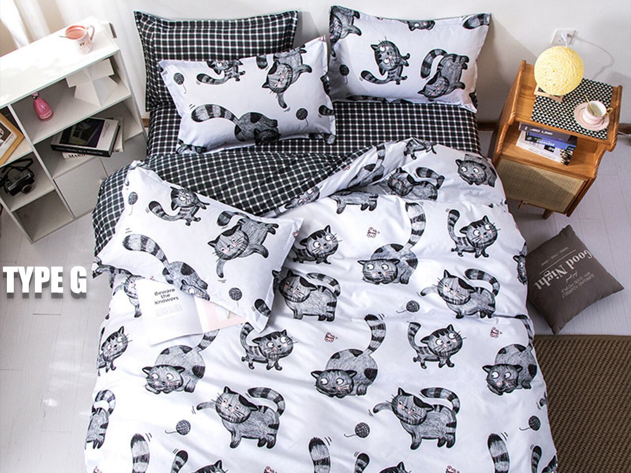 かわいい柄ピンク布団カバー 3 4点セット シングル コーヒー 寝具布団カバーセット グリッド布団カバー シート枕カバー 洋式 和式兼用xy F023 3 Dreamhomes