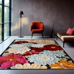 花柄ラグ ＜180×250cm＞プリントラグ リビングルーム ベッドルーム ダイニングルーム エリアラグ ムード モダンスタイルラグ アップグレードされたイミテーションカシミアウルトラソフトラグ お手入れ簡単 洗濯機洗い可能 防水滑り止め防汚フロアマット