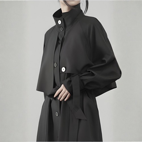 Structured high-neck layered coat C1384
