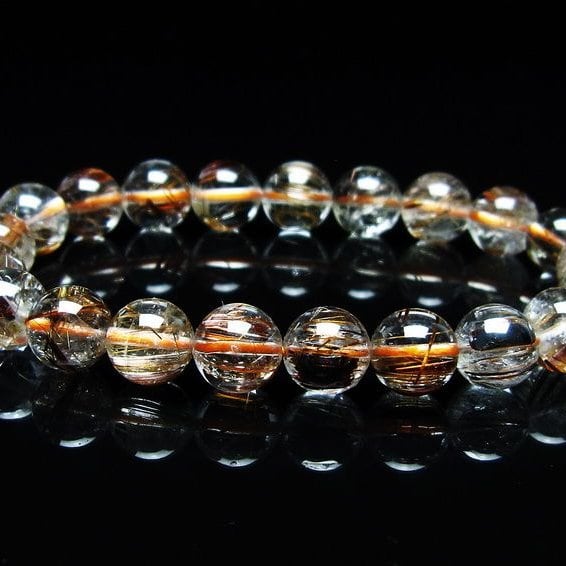 キャッツアイルチルクォーツ ブレスレット 9mm ルチルクォーツ ブレス 一点物 メール便可 [M便 1/10] 111-45792