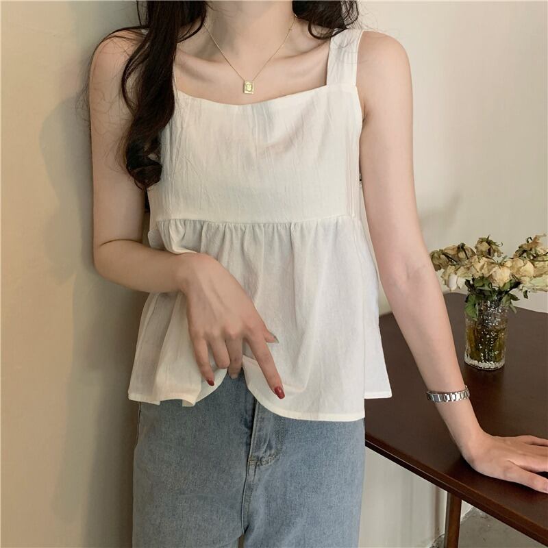 トップス サマーノースリーブバック 大人ガーリー スウィート キュート カジュアル 夏物 1号婦人95576263981