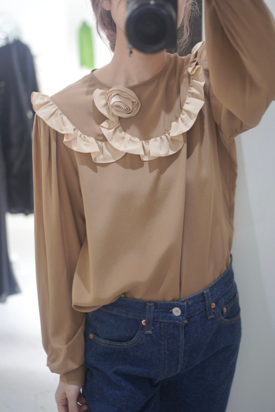 Valentino rose ruffle blouse