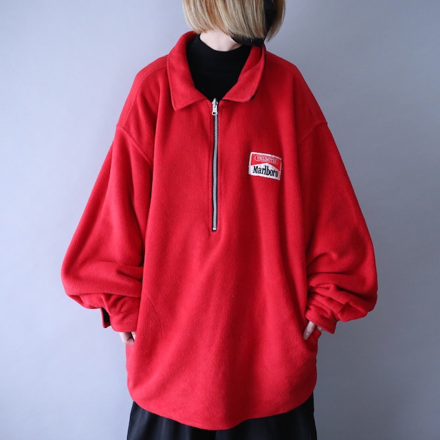 "Marlboro" reversible XXL over silhouette half-zip fleece pullover