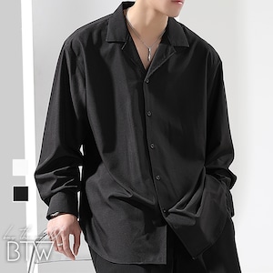 【韓国メンズファッション】オープンカラーカジュアルシャツ シンプル ベーシック きれいめ 無地 BW2465