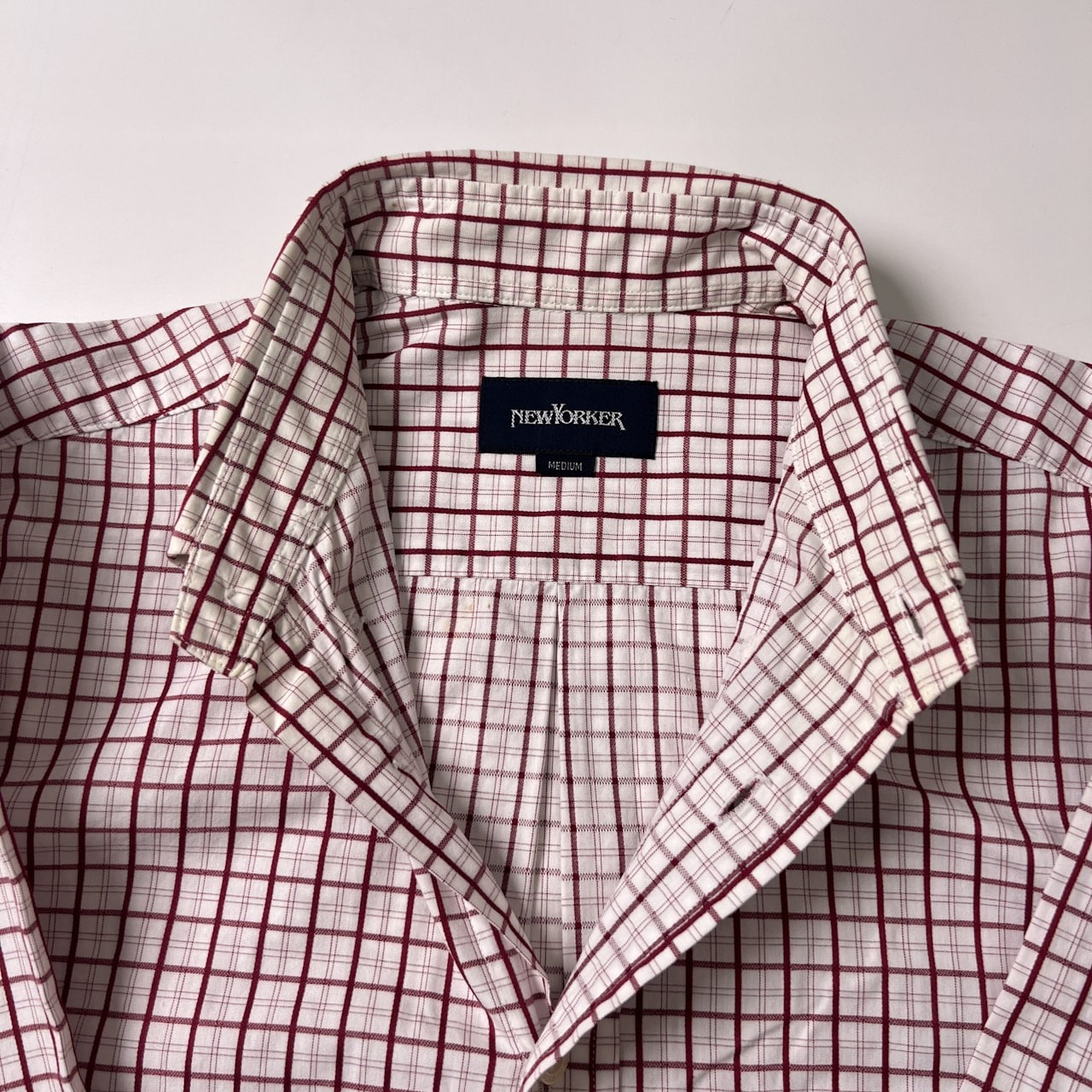 NEW YORKER ニューヨーカー チェック柄 BD 長袖シャツ M/ホワイト レッド