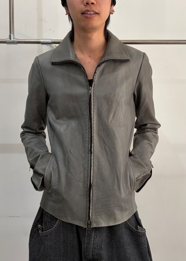【wjk】double zip leather jacket