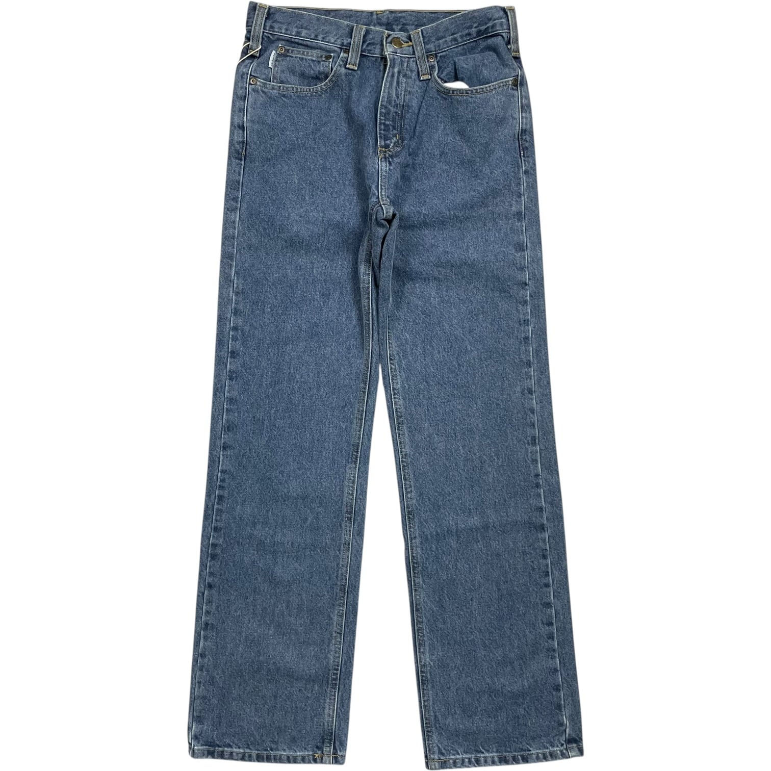 《実寸W31L32》Carhartt カーハート デニム ワークパンツ ワンポイントロゴ 革パッチ no.9770