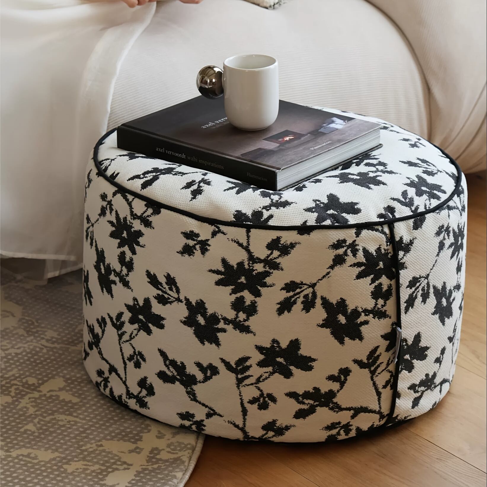 スツール 花柄 モノトーン おしゃれ かわいい インテリア 韓国風