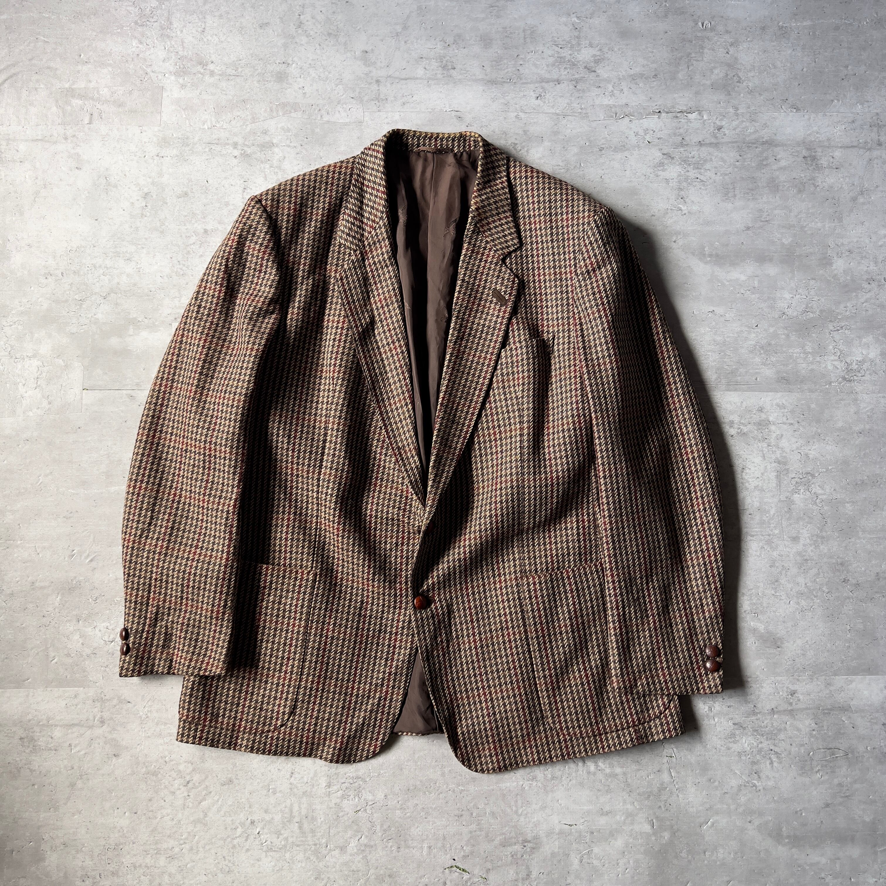 80s “BURBERRYS” check pattern wool tailored jacket made in W