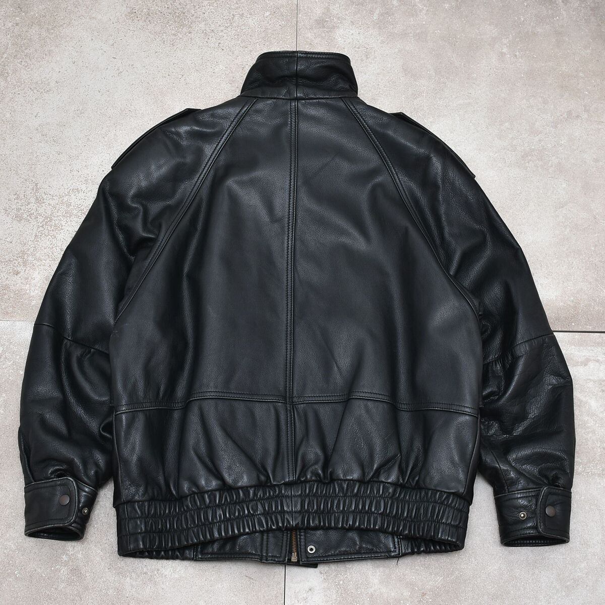 Deformation design black leather jacket | 古着屋 grin days memory