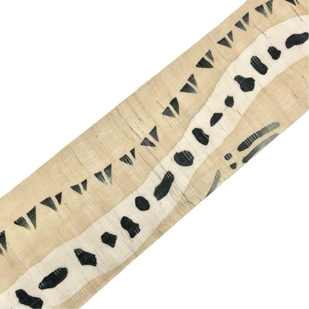 夏帯 名古屋帯 麻 抽象模様 鳥の子色 O-3727 | リユース着物わびさび 