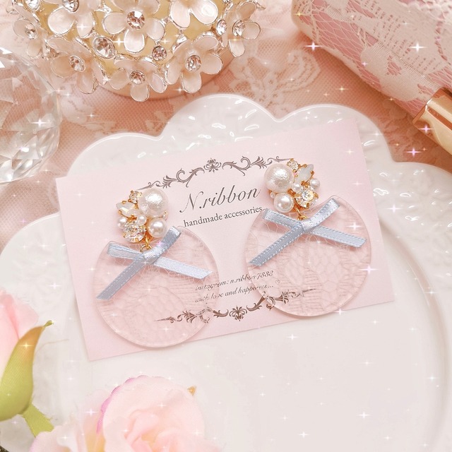 《 swarovski bijou × beauty race 》スワロフスキービジュー ビューティレース ピアス/イヤリング