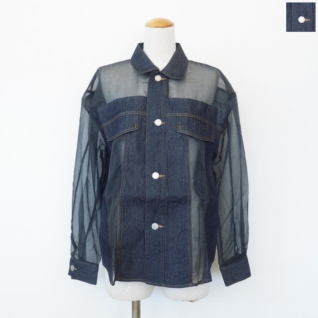 Munich (ミューニック) シャツ デニム シアーデニム ドッキング ドロップショルダー 長袖 MN261T37