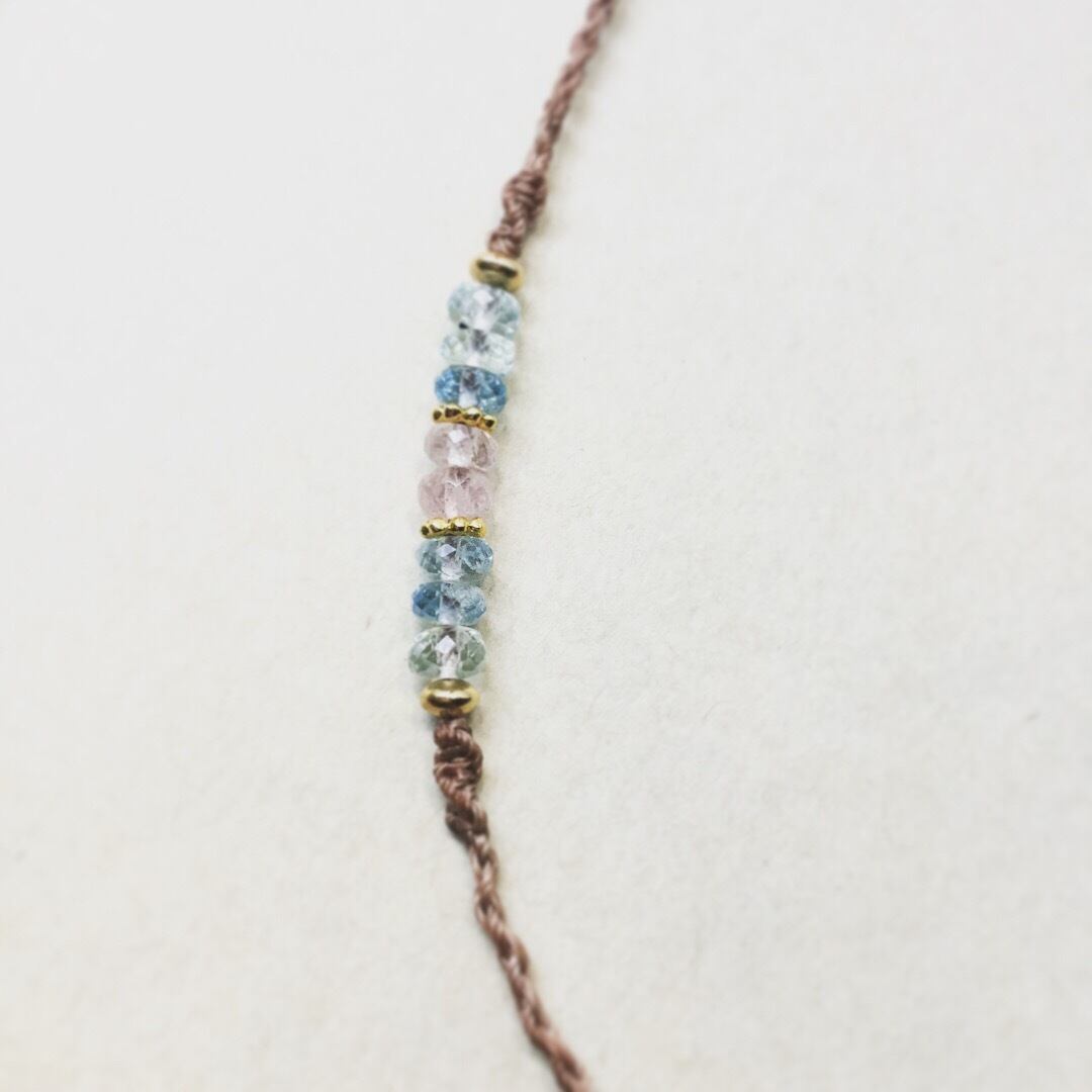 アクアマリン×ローズクォーツ マクラメペンダント | Lico macrame