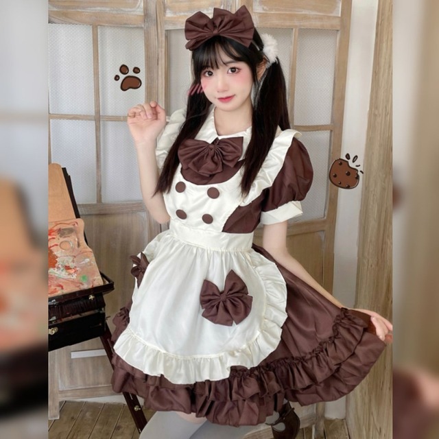 ダブルブレストリボンメイド服