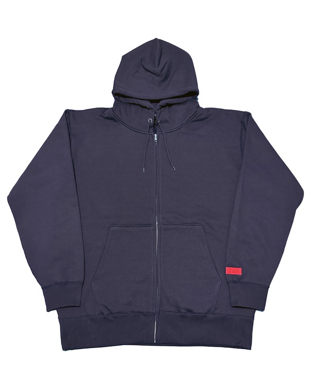 BOX-TYPE2 ONE POINT HEAVY WEIGHT ZIP UP SWEAT HOODIE - NAVY