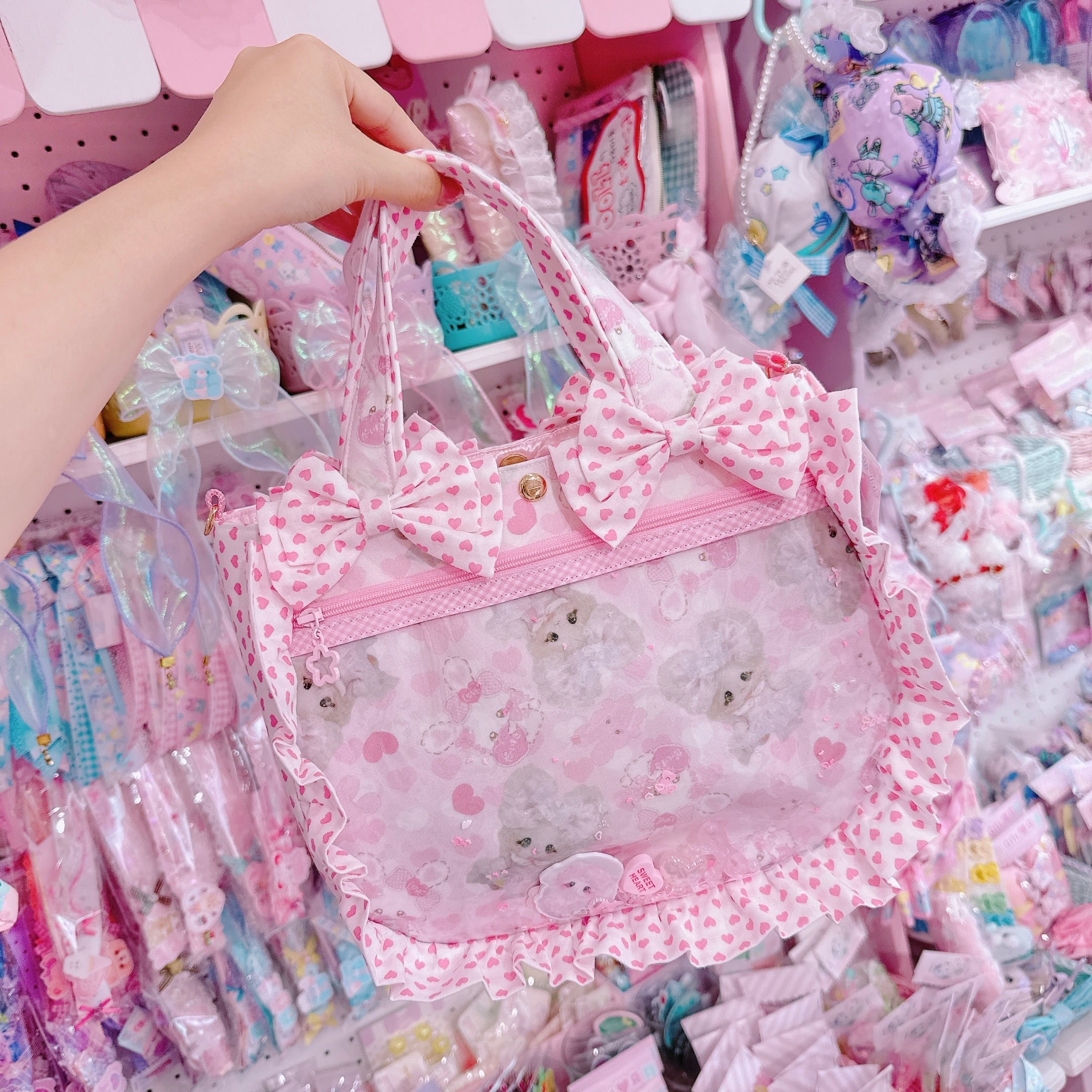 【D8】87-26ぬいぐるみフリルトート2wayバッグ(ショルダーひも別売)