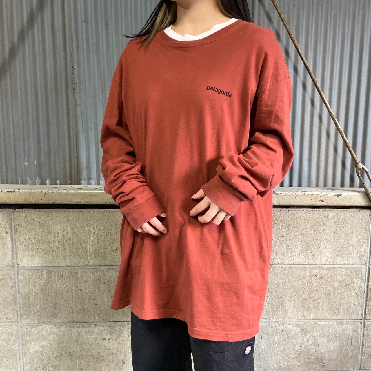 USA製 patagonia パタゴニア 胸ロゴ バックプリント ロングTシャツ 