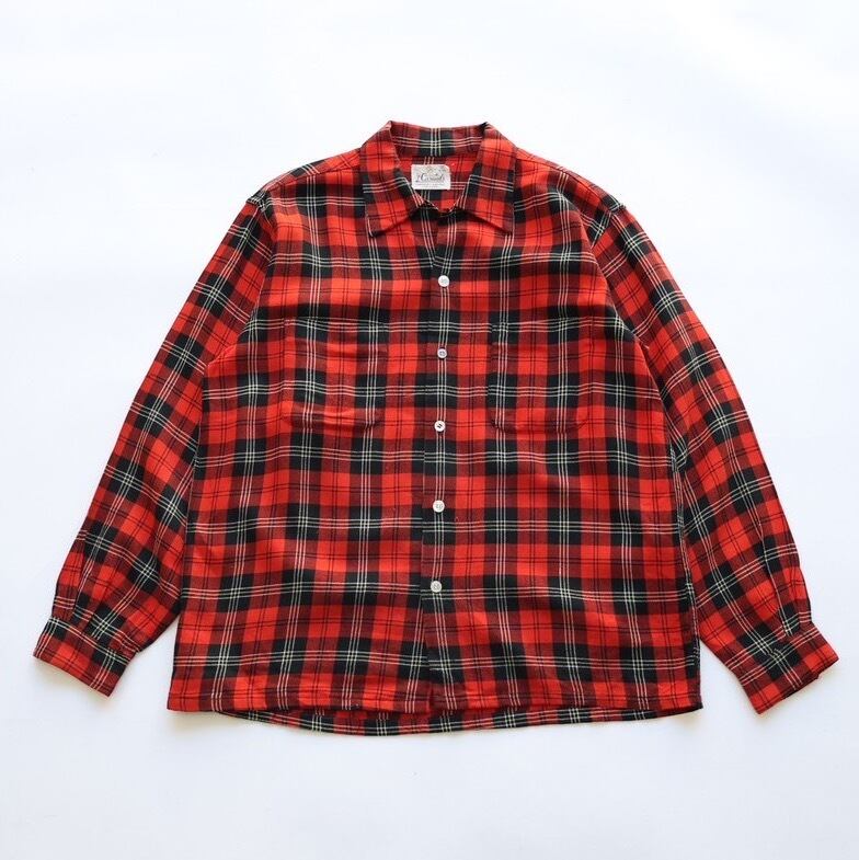 60S NORRIS CASUALS CHECKED L/S OPEN COLLAR SHIRT