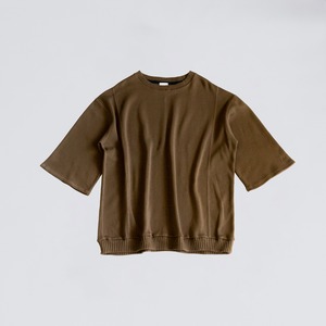 Compact spin cotton oversized pullover / Brown