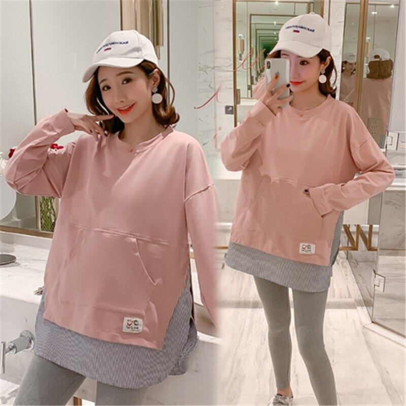 【新作】【送料無料】 マタニティ服春秋ワンピースレイヤールックマタニティトップス2pcsマタニティドレスセット妊婦2個 スプリング 春物 オータム 秋物 AL expec386425654286