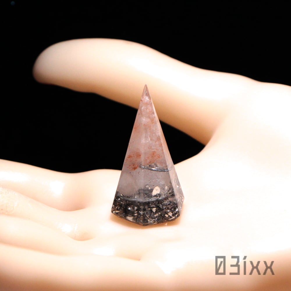 盛塩 オルゴナイト 六角錐ミニ 2点セット 白とピンク タイガーアイ 虎眼