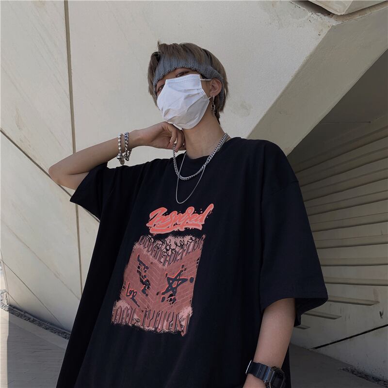 送料無料】KOREA ルーズオーバーサイズTシャツ メンズレディース