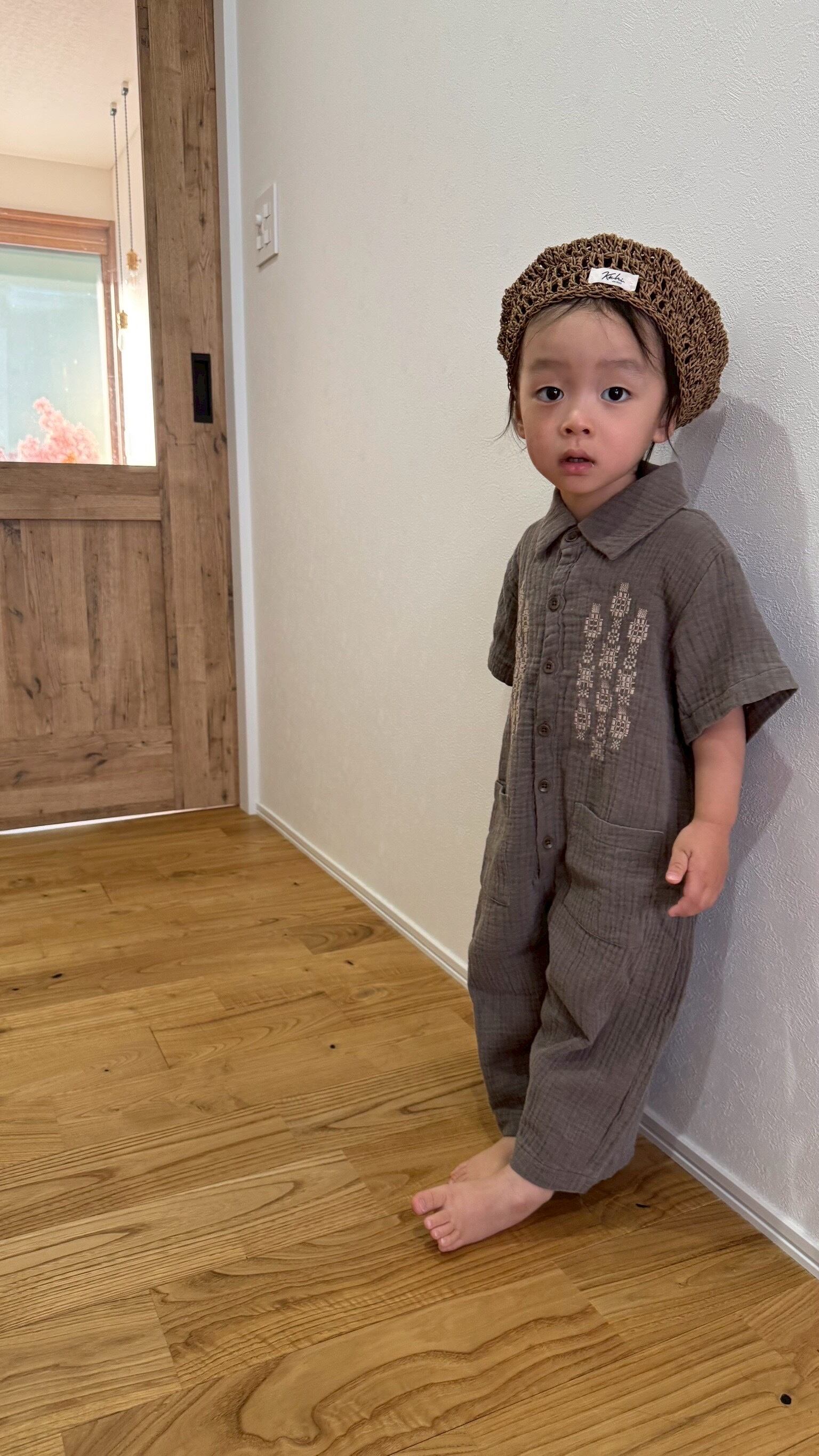 Mabli フリルロンパース 12M ベージュ・水色 Mabli フリルロンパース 12M ベージュ・水色 【公式通販】