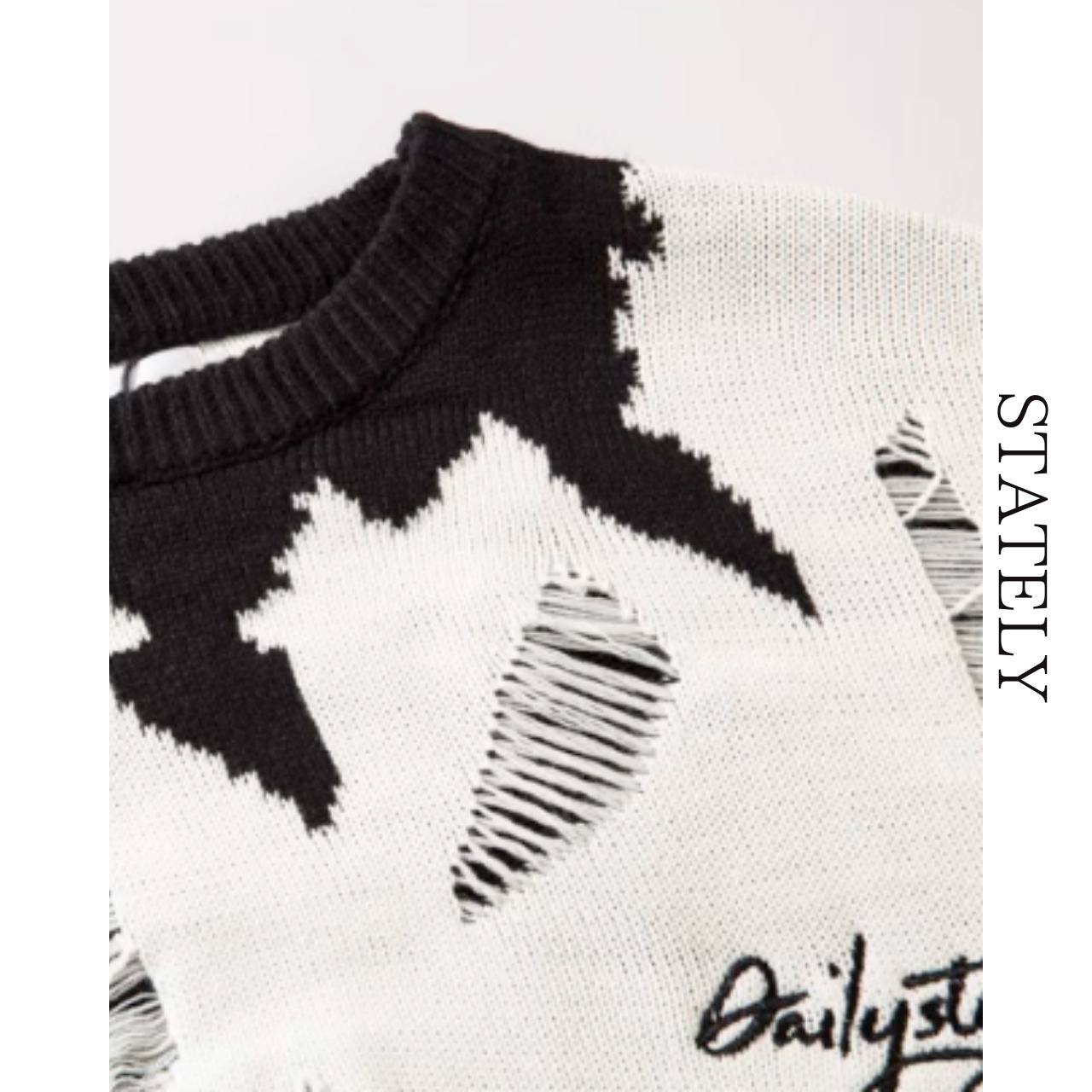 ダメージ バイカラー ロゴオーバーニット/3color_T32・画像7