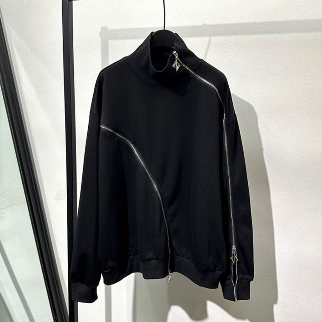 Zipper stitch loose sweatshirt