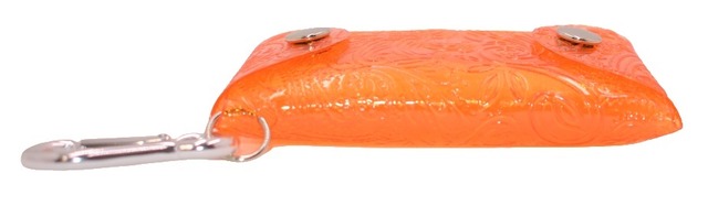 エンボス (ペイズリー柄) クリアケース 小物 透明 持ち運び (オレンジ) カラビナ付 ポーチ 工房 手作り 日本製 エコパッケージ MX-0025-203