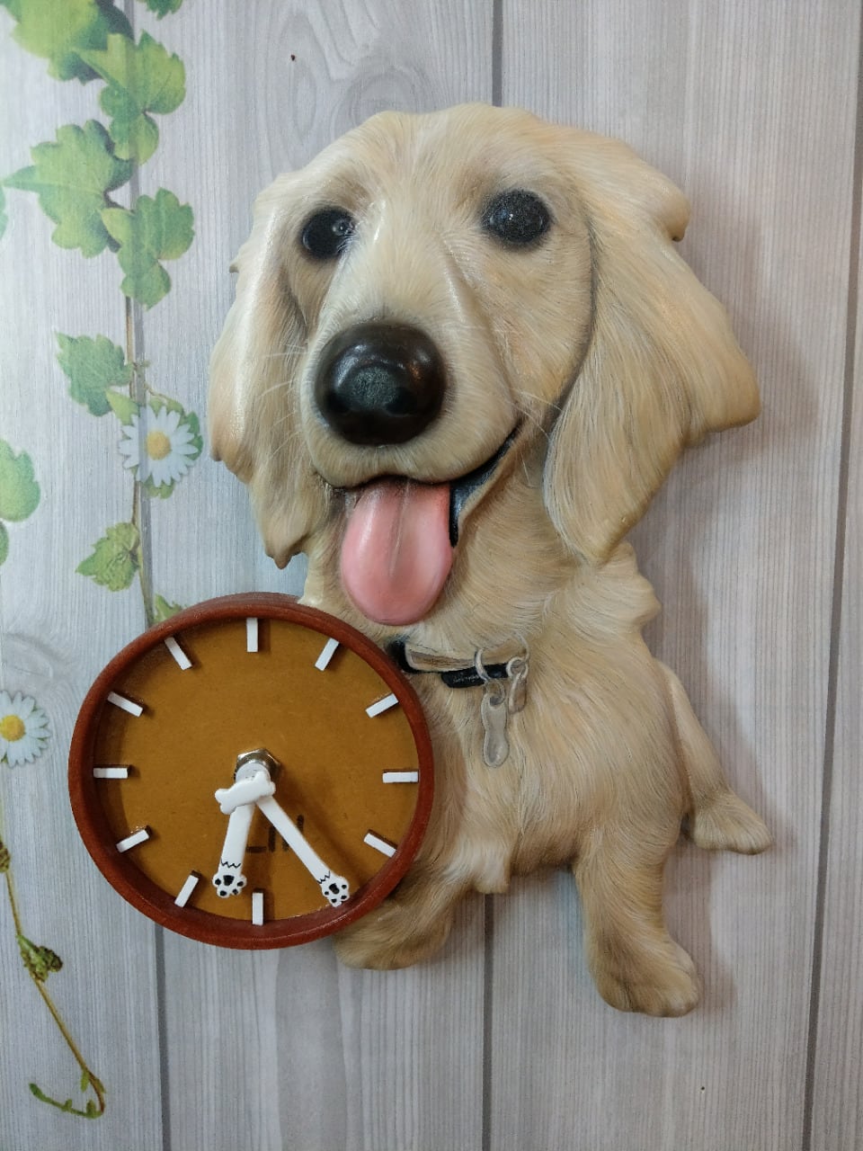 ワンちゃん3d リアル 3d ペット 似顔絵 壁掛時計 愛犬 時計 オーダー 犬グッズ 木製置物 立体 ワンちゃん時計