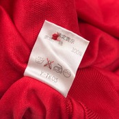 90s Christian Dior SPORTS クリスチャンディオール フィッシュ柄 長袖 ポロシャツ L/レッド レディース ビンテージ