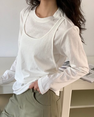 レイヤードドレープロングスリーブ  2color A0435