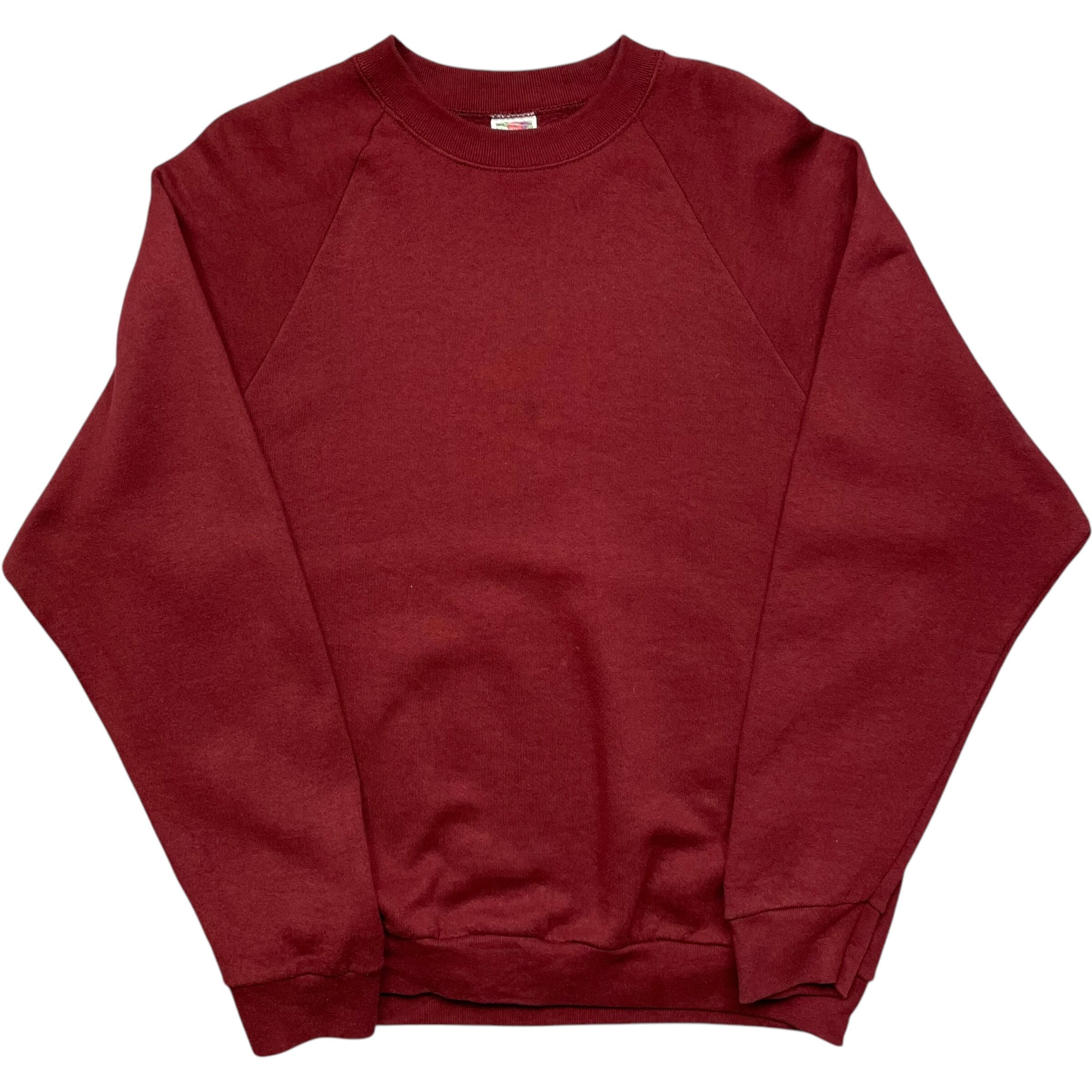 《XL》FRUIT OF THE ROOM フルーツオブザルーム スウェット ラグランスリーブ 無地 ワインレッド USA製 90年代 vintage no.6230