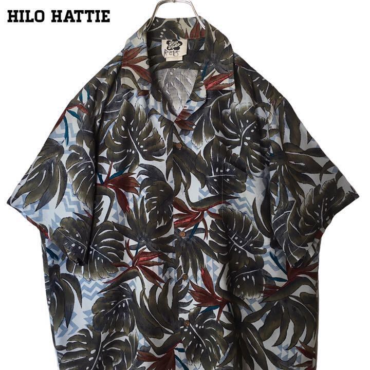 【HiloHattie】ハワイ製 アロハシャツ  総柄 ヒロハッティUSA