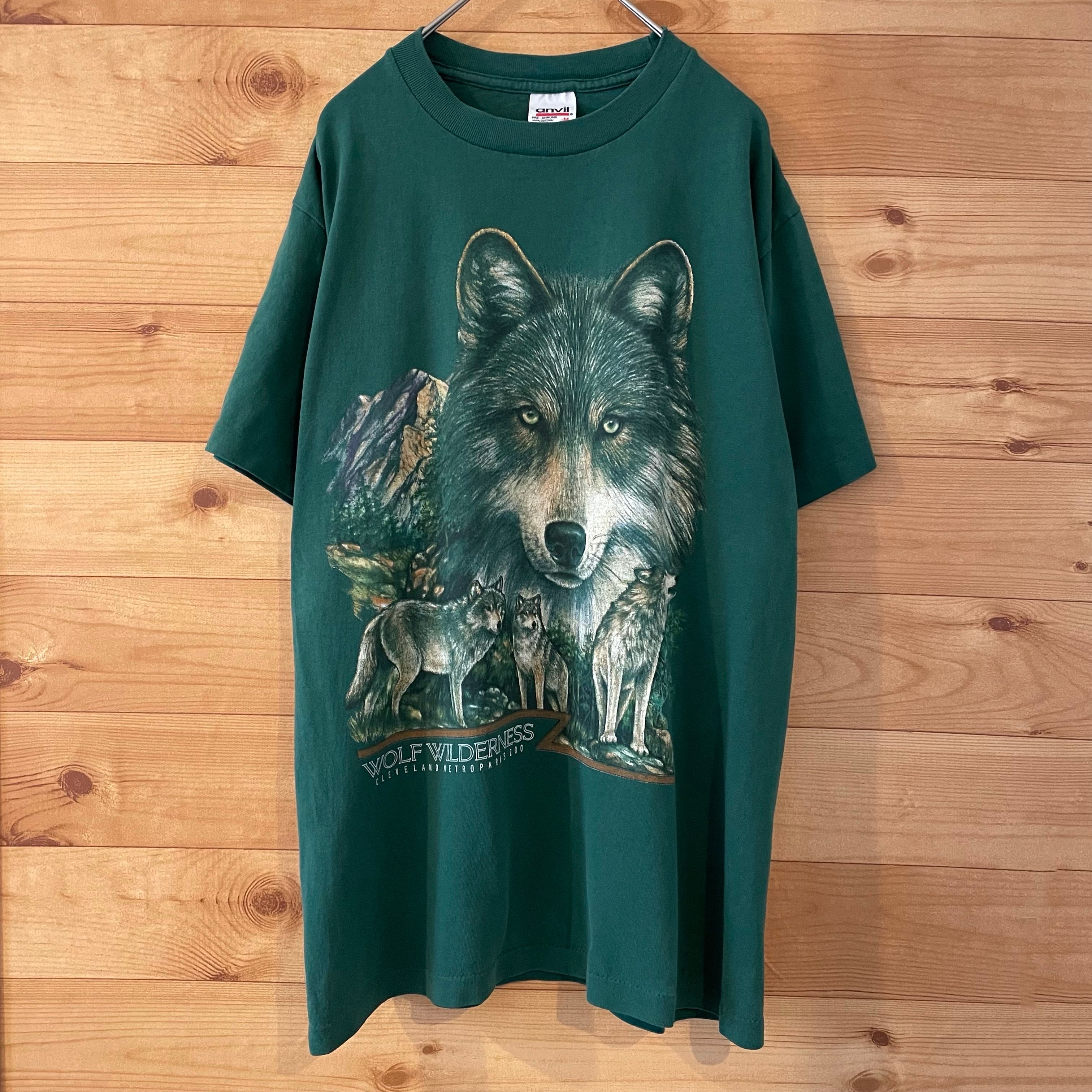 90年代 ONEITA オオカミ柄 アニマルプリントTシャツ USA製 メンズL ヴィンテージ /eaa332621