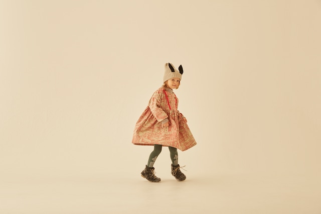 【22AW】eLfinFolk(エルフィンフォルク)Castle town print  dress salmon pink（90/100/110/120/130)　ワンピース