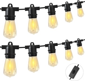 ★E12　屋外演出　LED電飾おしゃれライト 15m 防水仕様 15個LED電球付き　電球色相当2700k イルミネーションライト 黒