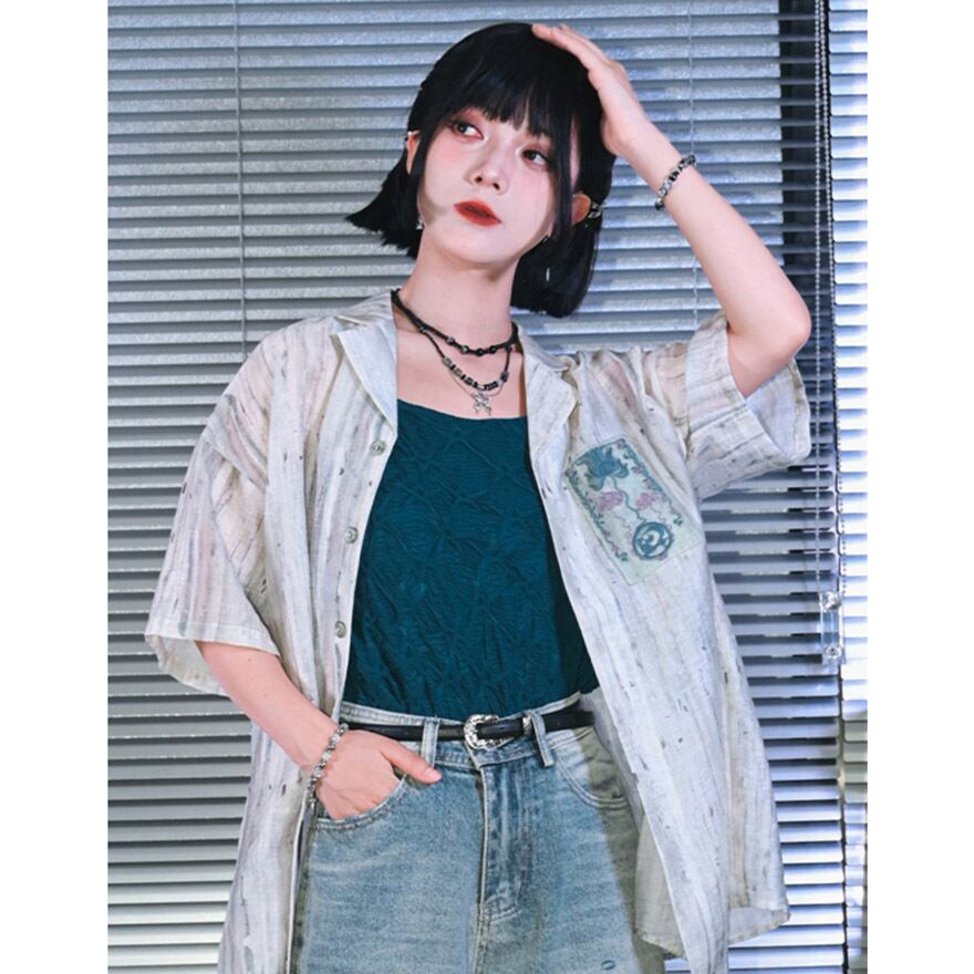 中華ゴシック チャイナ服 中華服 古怪舎 キャミソール 藍色 中華系ファッション 30代ファッション 夏服