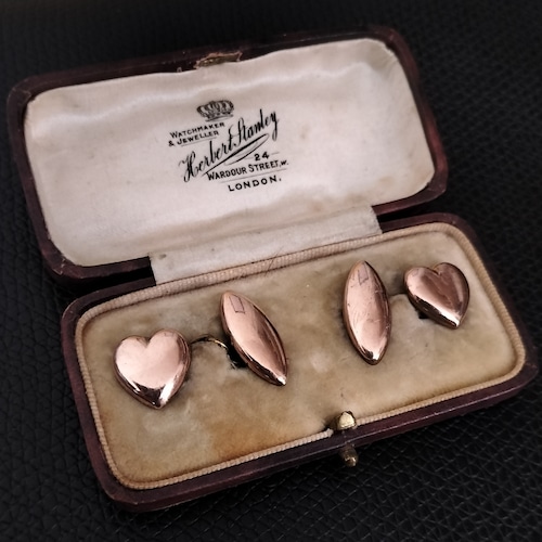 Antique Gold Heart Shaped Cufflinks UK