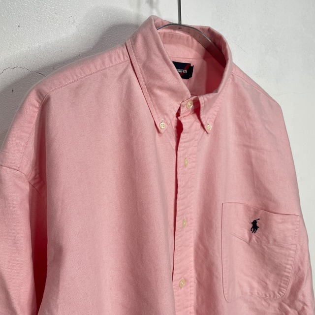 90s RalphLauren BIGSHIRT ボタンダウンシャツ ピンク M
